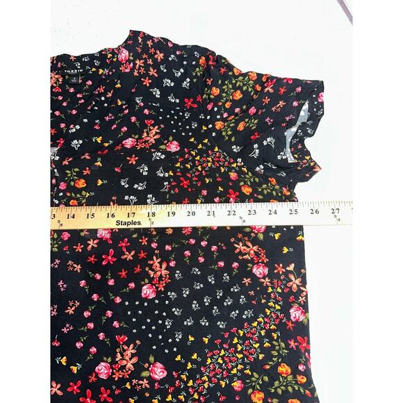 Torrid Harper Short Sleeve Top Blouse Black Floral Sz 2 lightweight Flowy Boho - Picture 7 of 8